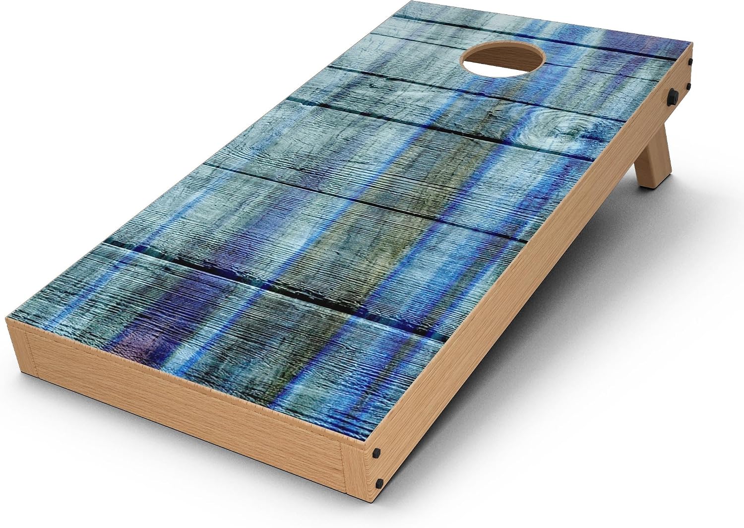 DesignSkinz - Decorative and Protective Scratch Resistant Skin Vinyl Wrap Kit for Cornhole Boards - Blue and Green Tye-Dyed Wood