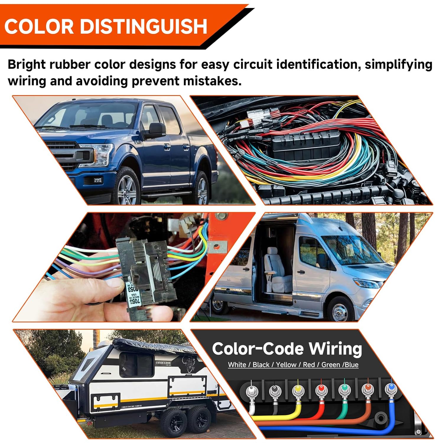 16 Gauge Copper Primary Wire - 6 Colors, 25FT Each - 16 AWG Truck Pure Copper Electrical Cable Harness for Automotive, Trailer, Breadboard, Security Alarm Wiring - 150 Feet