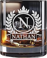CraftWave Personalized Whiskey Glass for Men - Custom Engraved Name & Initial 11oz Rocks Glass, Ideal Father's Day Gift