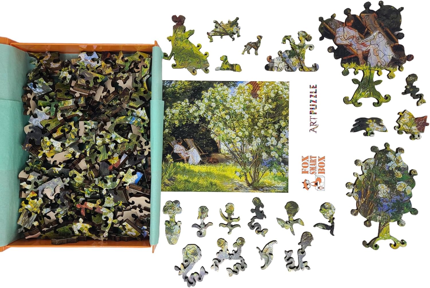 Wooden Puzzle for Adults - Uniquely Shaped Pieces - Made in The USA by FoxSmartBox - 215 Pieces - Roses