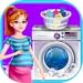 Mother Washing Girl Clothes