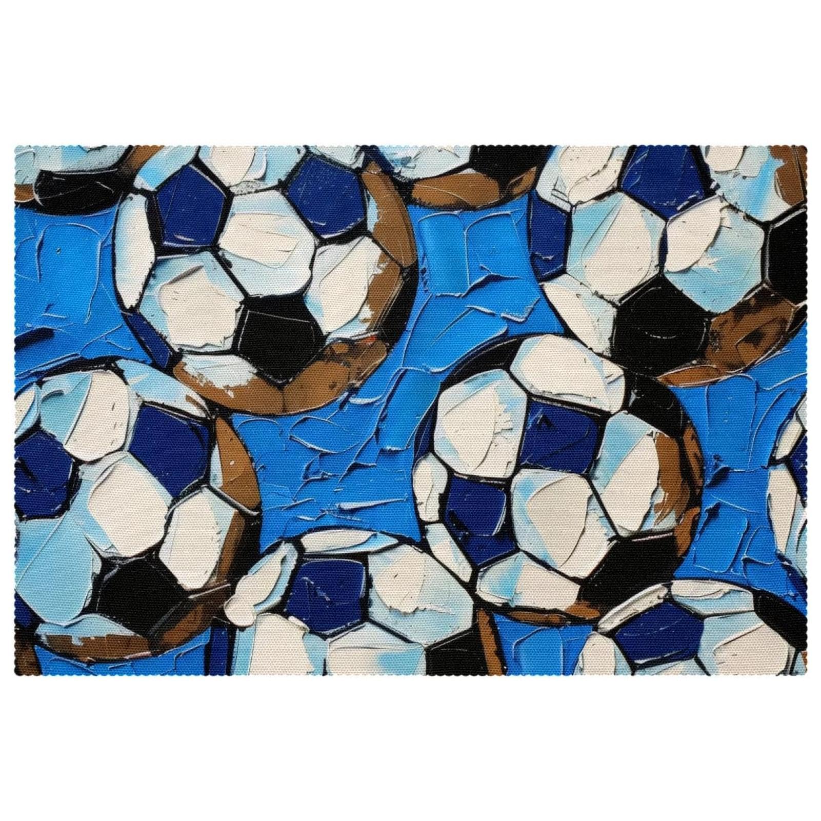 Set de table football peinture à l'huile lot de 6 bleus thermorésistants