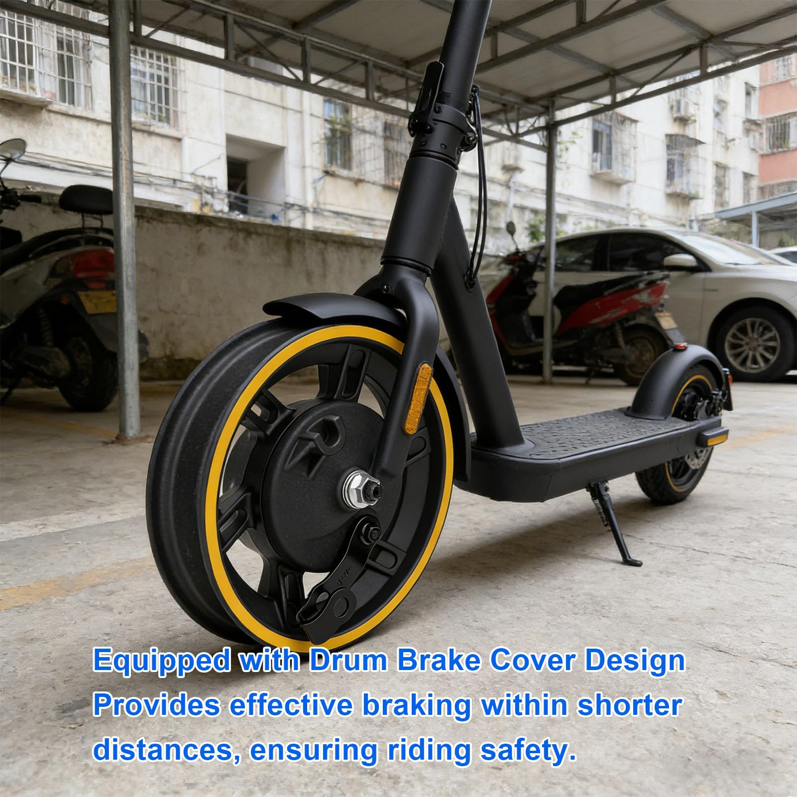 cubo Ruota Anteriore per Scooter Elettrico 10 Pollici 60/70-6.5 | Cerchio in lega di alluminio resistente con freno a tamburo per pneumatici per scooter elettrici da 10 pollici