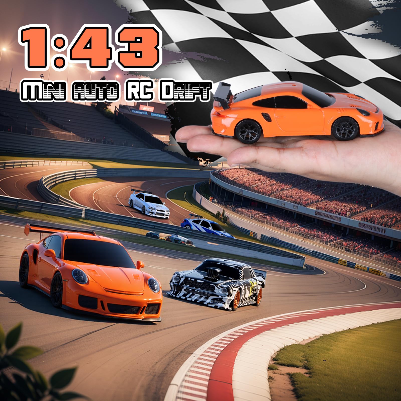 Joellfuner RC Auto Drift Pro 1:43, Macchina Telecomandata Drift, Mini Drift Car, Micro Macchina Telecomandata con Luce LED, 15km/h, Auto Giocattolo per Bambini di 14 Anni