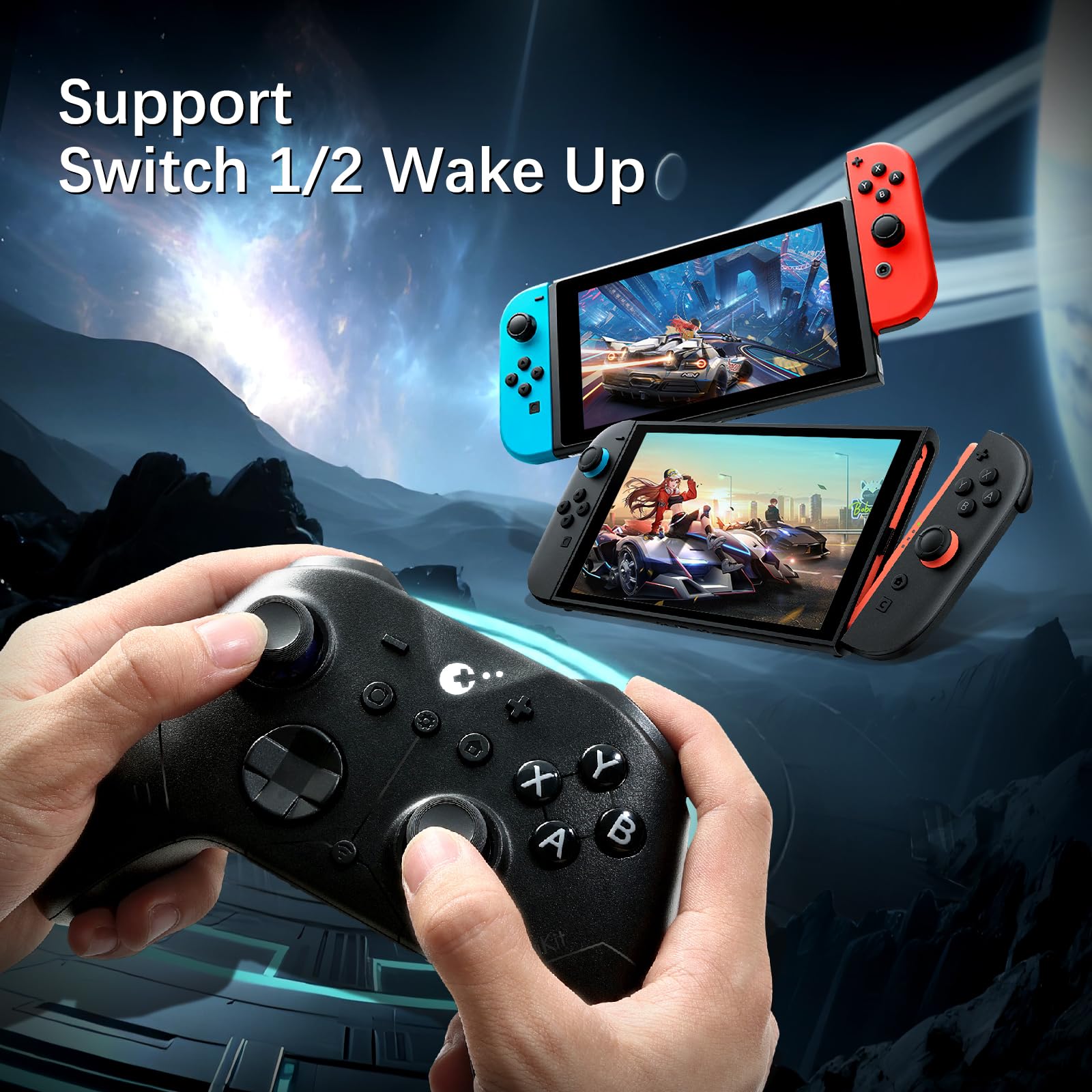 AKNES GuliKit ES PRO Mando Inalámbrico para Switch 1/2, Windows/Android/Mac/Steam Deck con 3.25ms de Baja Latencia, Joysticks Magnéticos TMR, Wake-Up Switch1/2, D-Pad de Interruptor Táctil - Negro