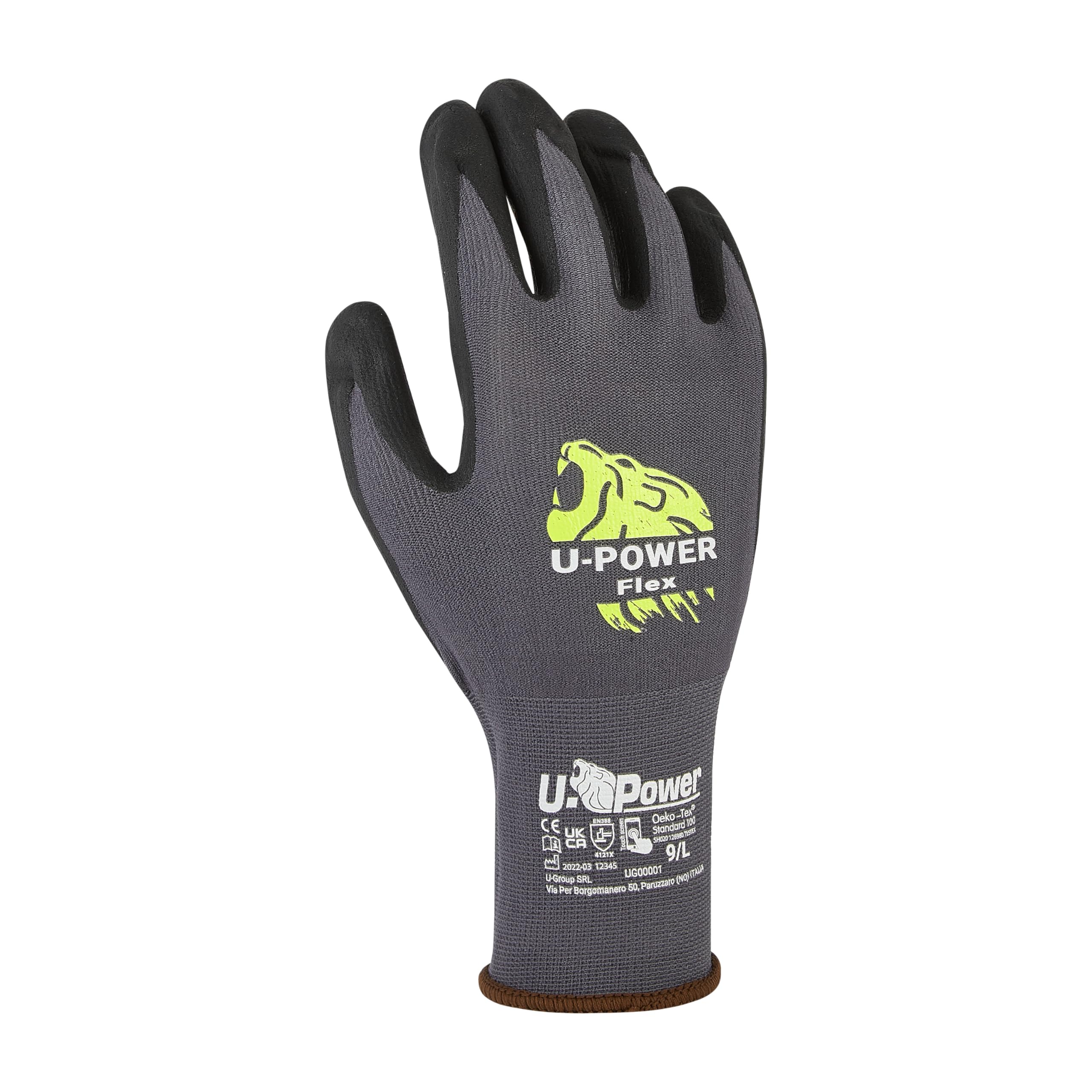 U Power Flex Gloves Black/Grey TG. 8