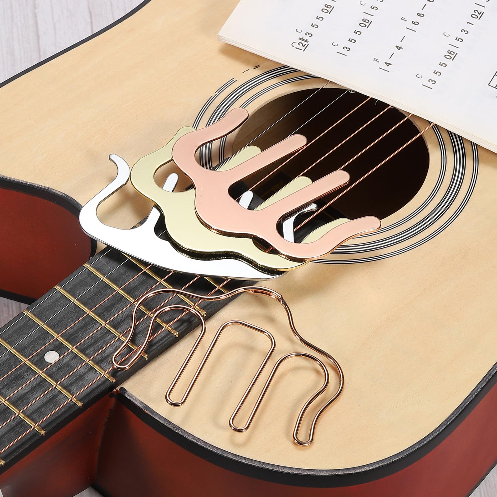 MECCANIXITY Clip de metal para libros de música y soporte para páginas, soporte para partituras de piano para soportes de partituras, plateado/negro/dorado/oro rosa