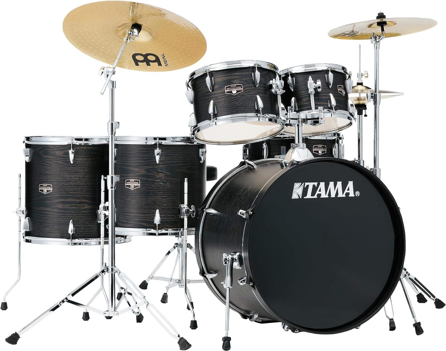 Tama Imperialstar IE62C 6-piece Complete Drum Set with Snare Drum and Meinl Cymbals - Black Oak Wrap (IE62CBOWd2)