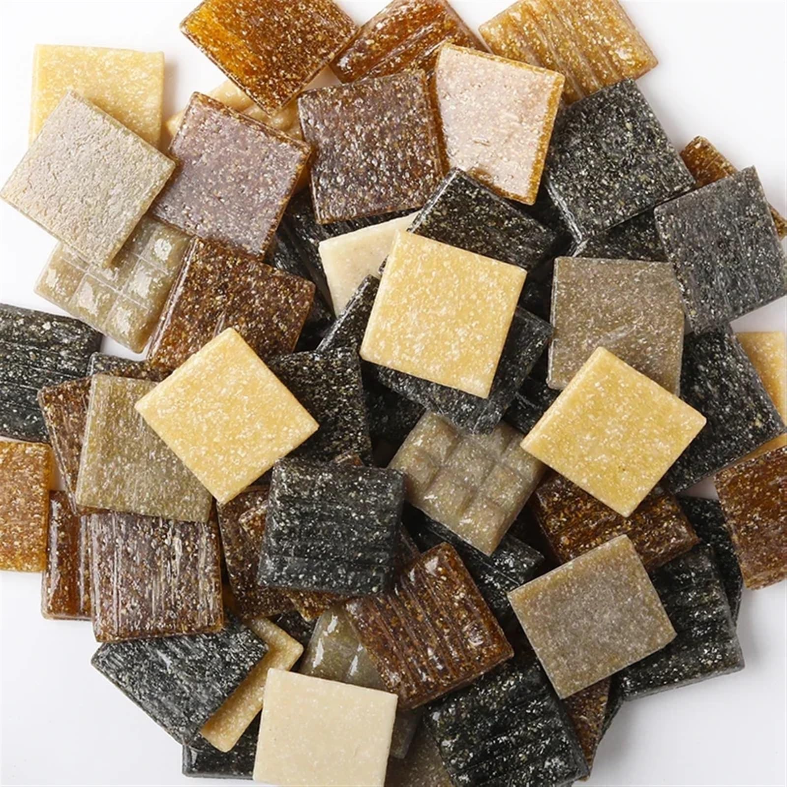 Meytxoa Coffee Mixed Mosaic Tiles 85G/3Oz Approx.30pcs Mosaic Quartz Tiles 2Cm/0.78In Square Tile 0.4Cm/0.15In Thickness Diy Material Mixed Color