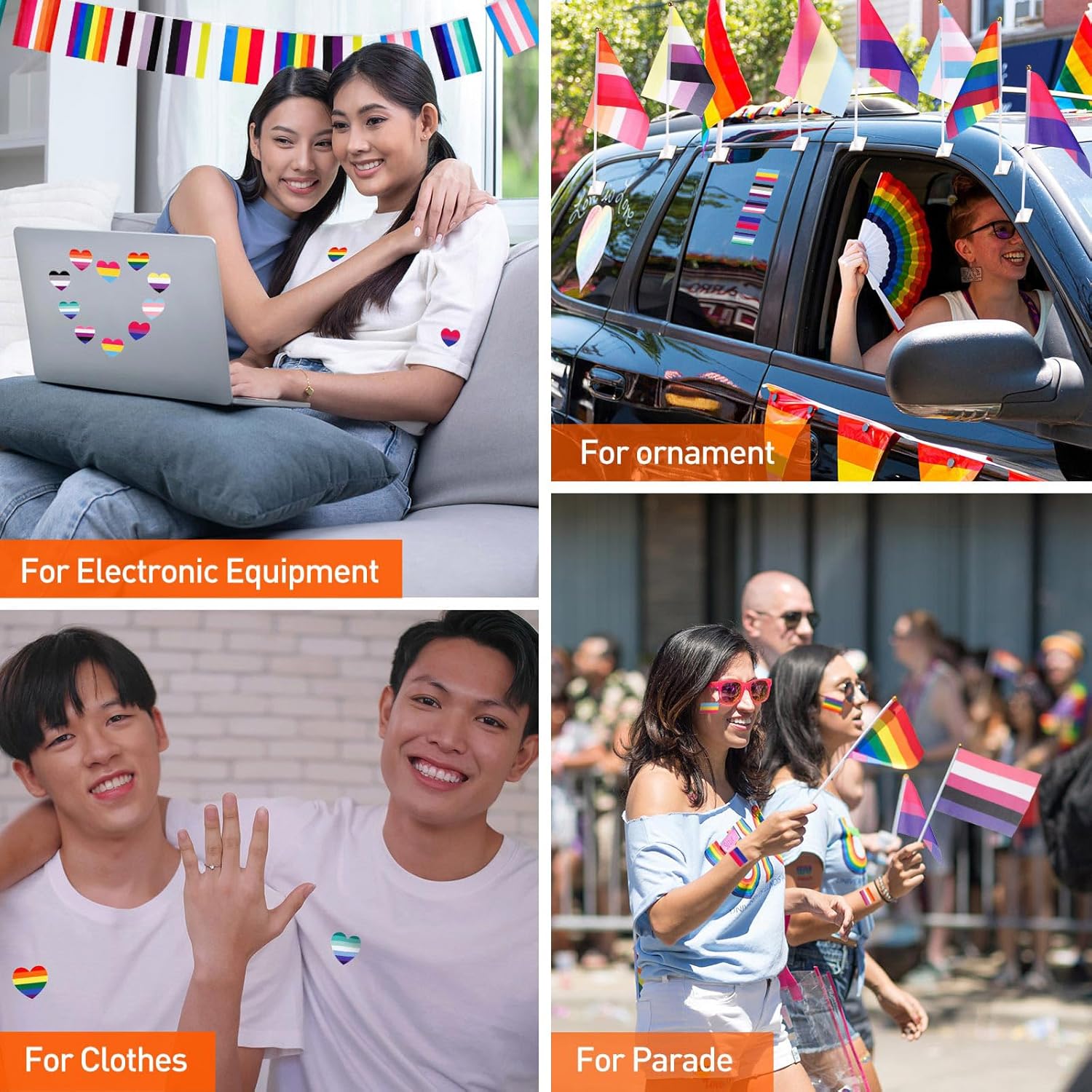 108 Pcs Progress Pride Flags Mini Gay Stick Flags and 90 Pcs Rainbow Temporary Tattoos LGBT Accessories Gay Pride Tattoos Body Stickers for Asexual Bisexual Pansexual Decoration Festivals - Image 6