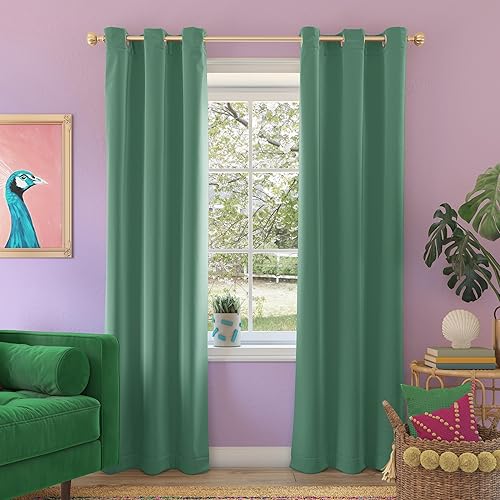 Sun Zero Riley - Cortina opaca con ojales para dormitorio infantil, 40 x 84 pulgadas, color azul aguamarina