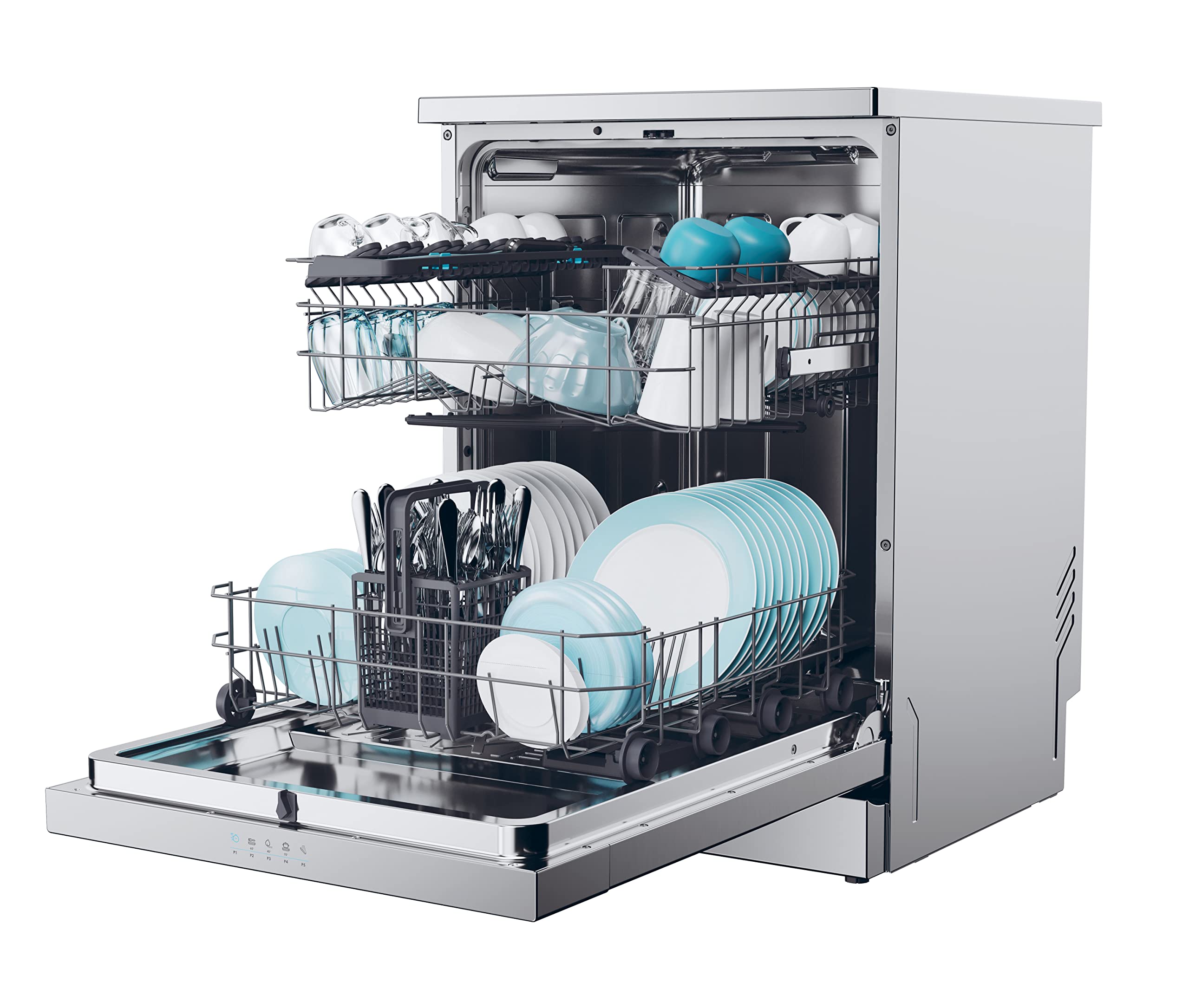 Candy Rapido' Lavastoviglie a Libera Installazione 60 cm, 13 Coperti, 5 Programmi, Wi-Fi + BLE, Maxi TUB, Partenza Ritardata 3-6-9h, Motore Inverter, Classe C, 59,7 x 59,8 x 82 cm, Inox - CF 3C7L0X