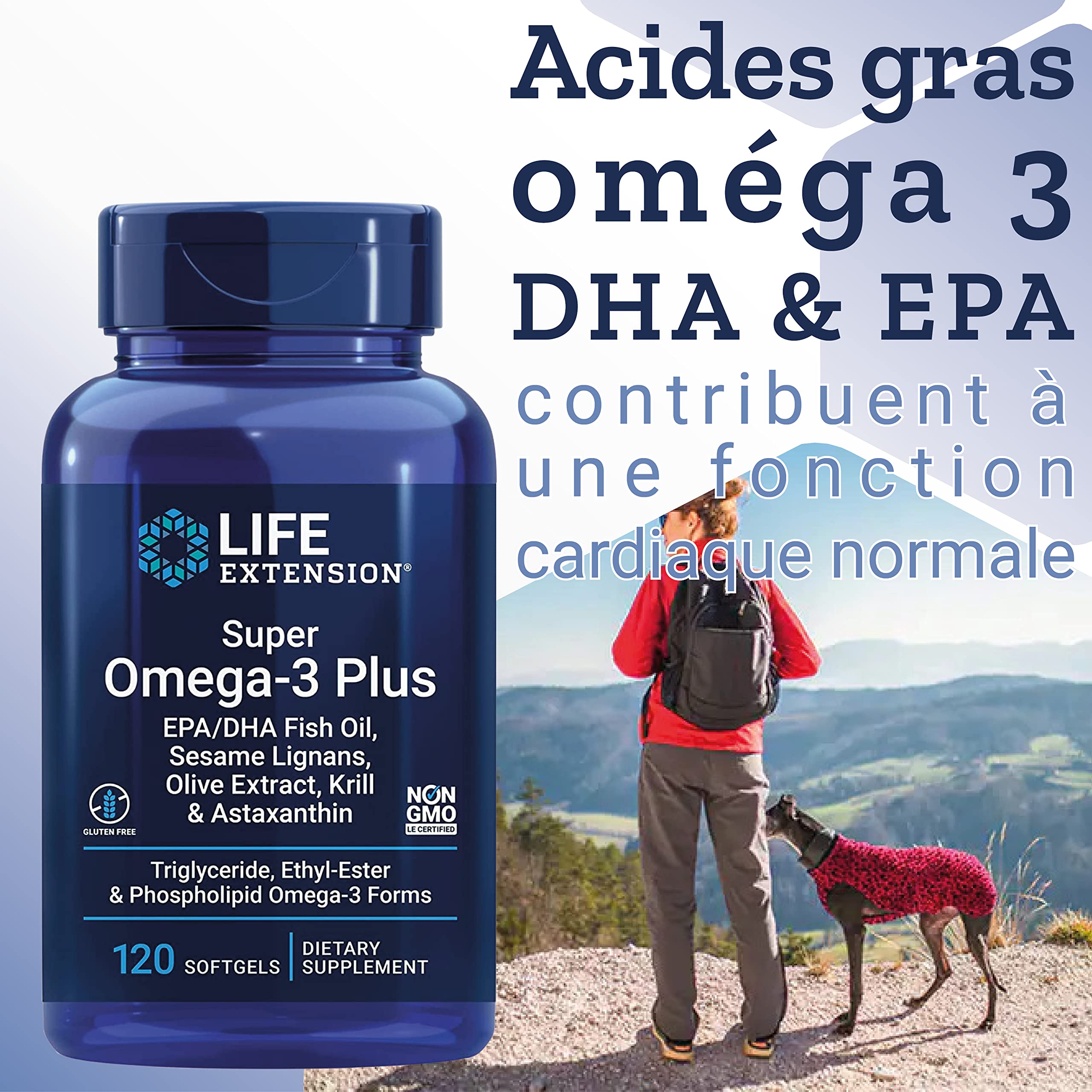 Life Extension, Super Omega-3, avec Huile de Poisson et Acides Gras Essentiels, Hautement Dosé, 240 Capsules molles, Sans Gluten, Sans Soja, Sans OGM