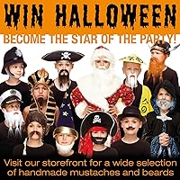 Vista 7 de Mustaches Barba falsa autoadhesiva para niños, novedad, pequeño pelo facial falso, accesorio de disfraz para niños, color negro brillante Negro