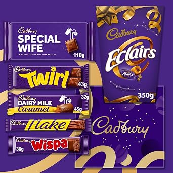 Cadbury Special Wife Chocolate Gift - Full Size Cadbury Chocolate Bars including Flake, Caramel, Twirl, Dairy Milk and More. Valentine's Day, Anniversary for Wife