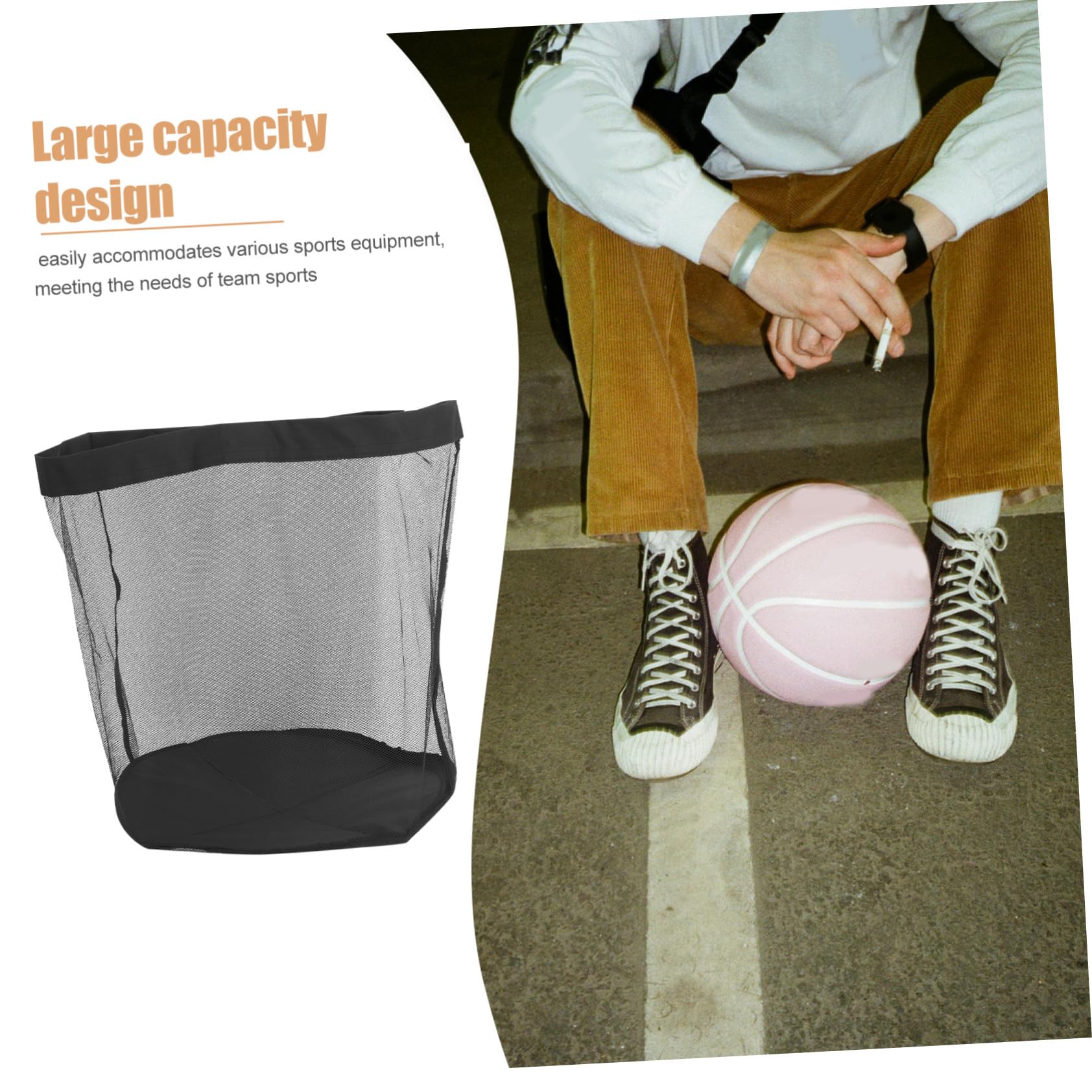 Bolsa de Malla Deportiva con Cierre de Cordón Gran Capacidad para Balones de Fútbol y Baloncesto Diseño Transpirable y Duradero para Gimnasio y Actividades