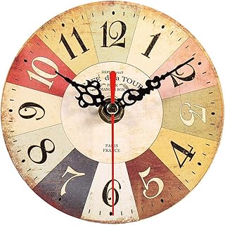 Extra Small Wall Clock 4.7 Inch Countryside Clock, 12cm Vintage Style Hanging Clock Wall Decoration, Artistic Creative Round Antique Home Office Living Room Numeral Wall Clock Decoration,(#2)