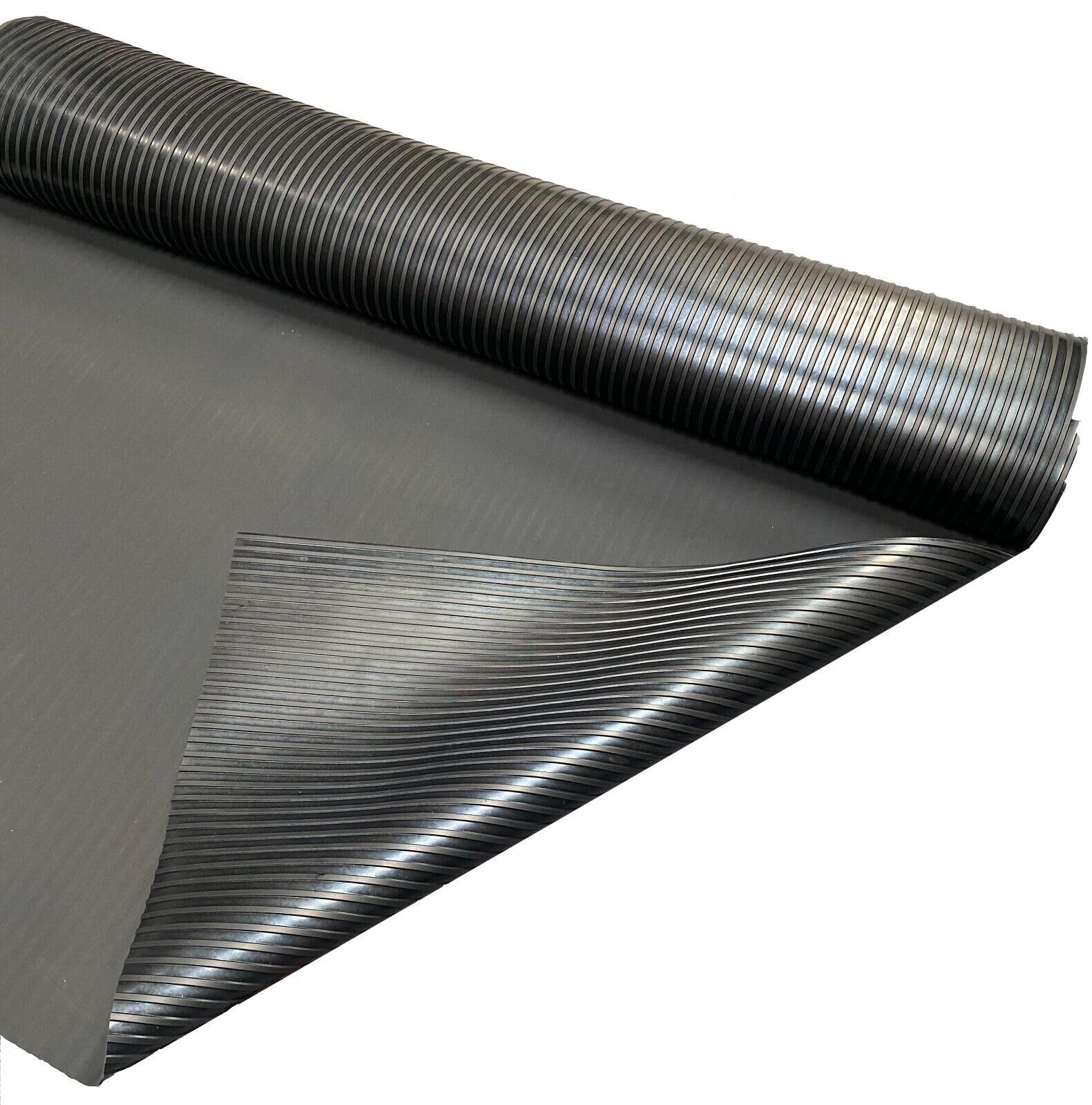 Shield Autocare 0.5m x 1.3m Rubber Matting Roll | Wide Ribbed Rubber Flooring Mat for Garage Floor, Van, Gym, Shed | Black 3mm Thick Outdoor Indoor Anti Slip Waterproof Sheet โ image 1