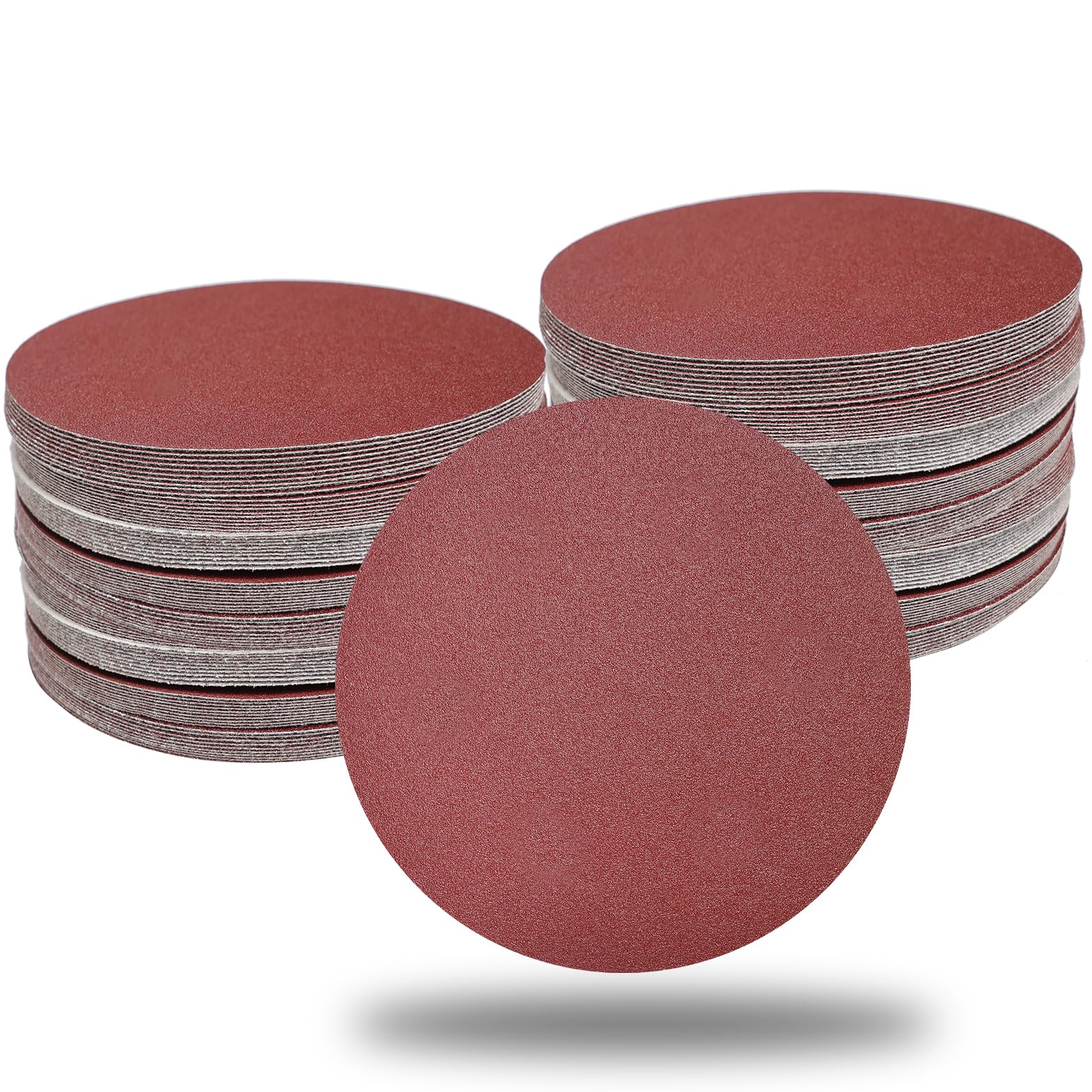 Tonmp 100 PCS 6 Inch No Hole Hook and Loop Sanding Disc Set- 60 80 120 240 400 Grit Sandpaper, 6" Aluminum Oxide Sander Paper for Random Orbit Sanders