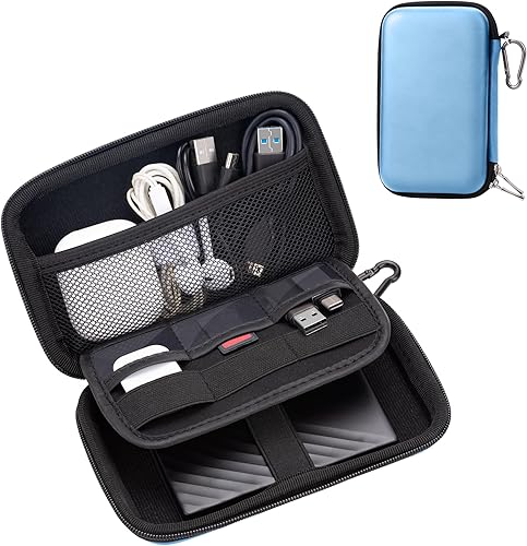 Miniatura 8 de Travel Essentials - Bolsa organizadora electrónica para cables, funda protectora rígida de EVA, organizador de almacenamiento a prueba de golpes,