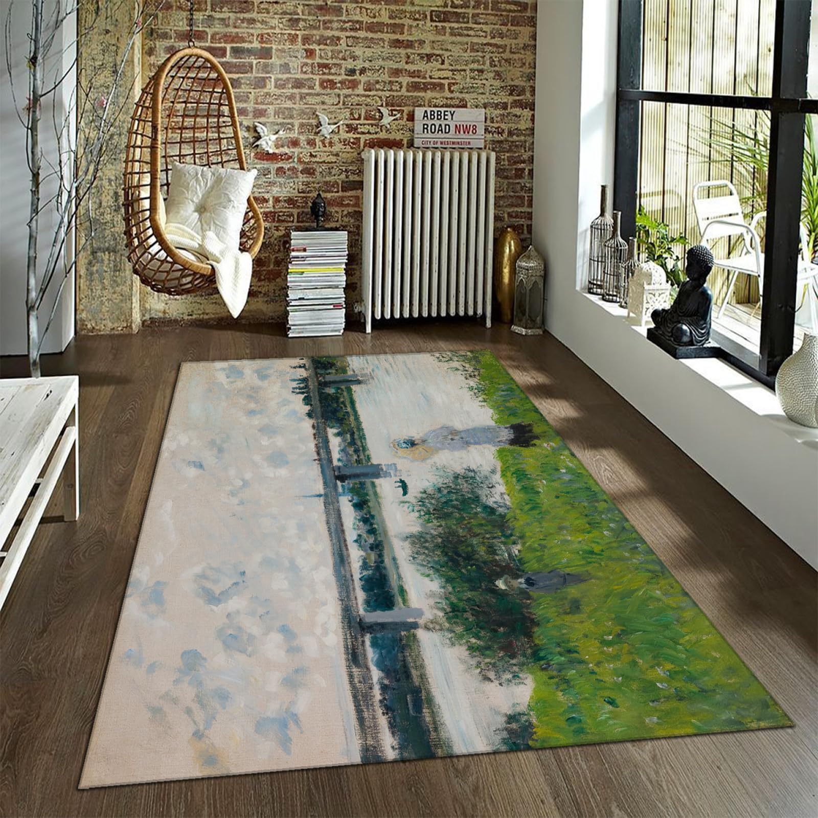 Tapis d'intérieur/extérieur lavable style Monet, grand format imprimé 180x270 cm