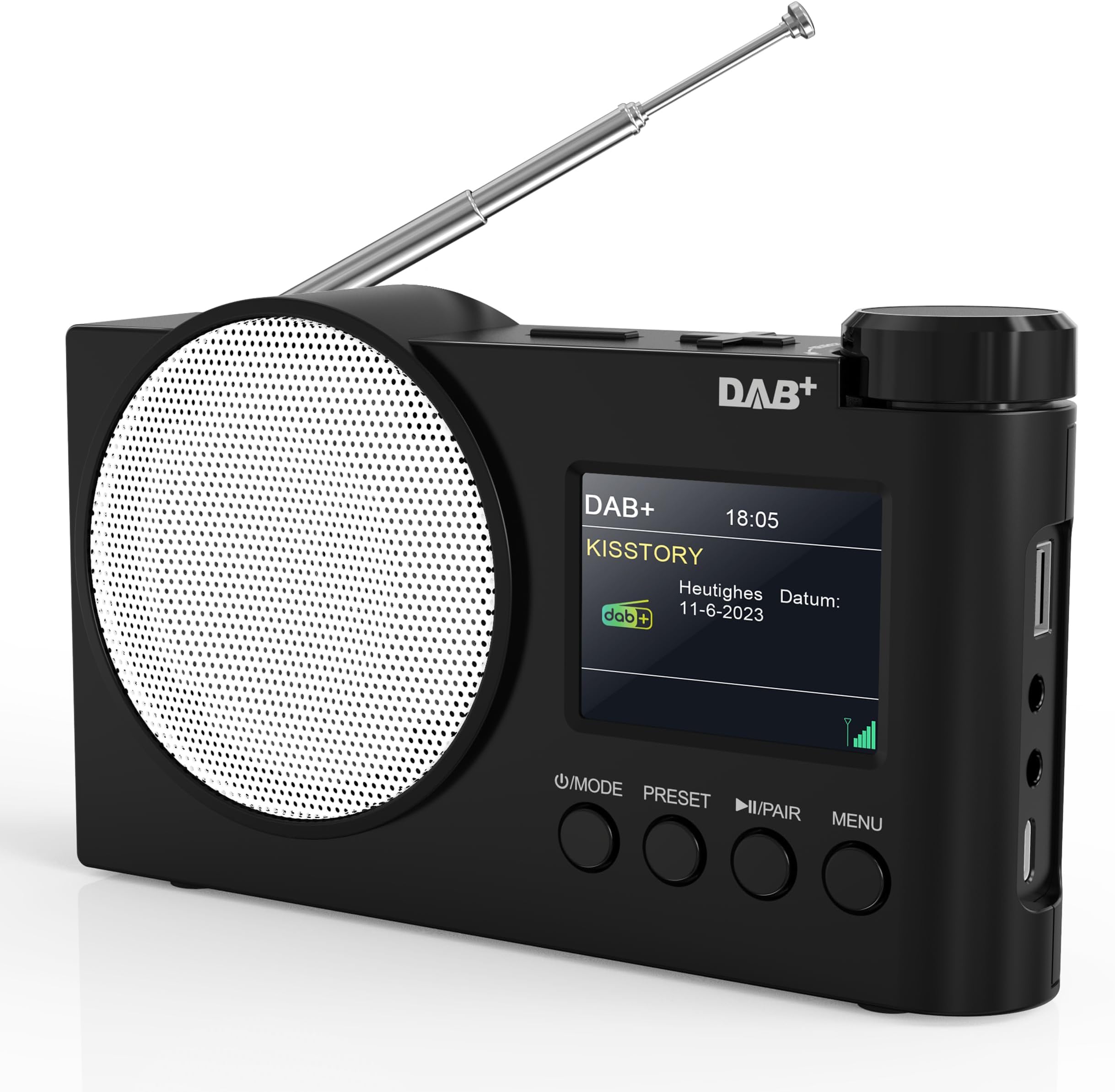TechniSat VIOLA 2 - Radio DAB Portátil (DAB , FM, Altavoz, Conexión para auriculares, Pantalla de dos líneas, Control de Botones, Pequeño, 1 Watt RMS) Negro