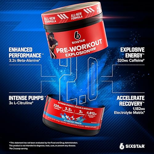 Miniatura 3 de Six Star Polvo de preentrenamiento para hombres y mujeres, ICY Rocket Freeze (30 porciones)  Preentrenamiento Explosion 2.0 Energy Powder Drink Mix