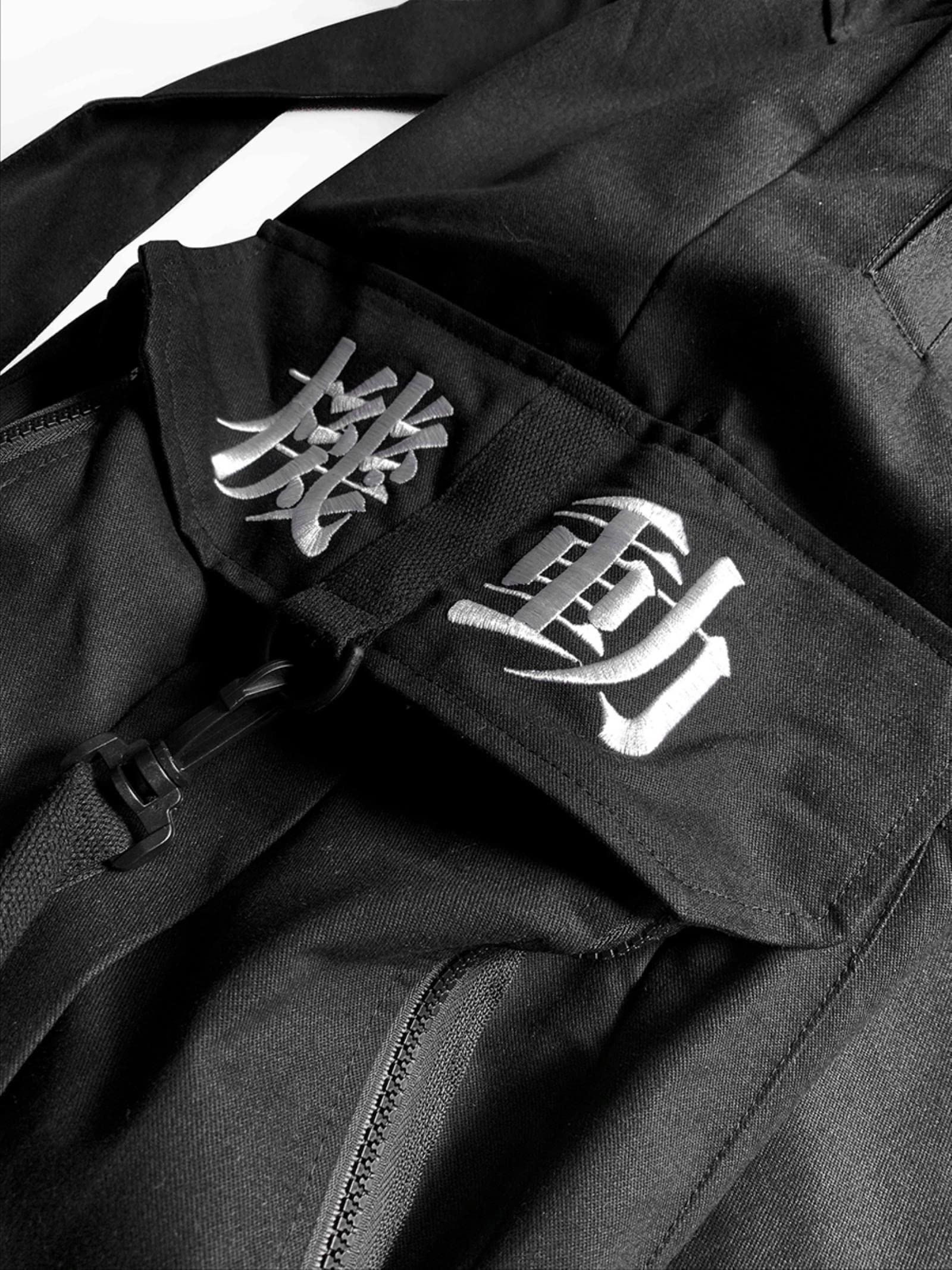 Yujun Japonés Streetwear Techwear Pantalones de Carga para Hombres Baggy Wide Black Jogger