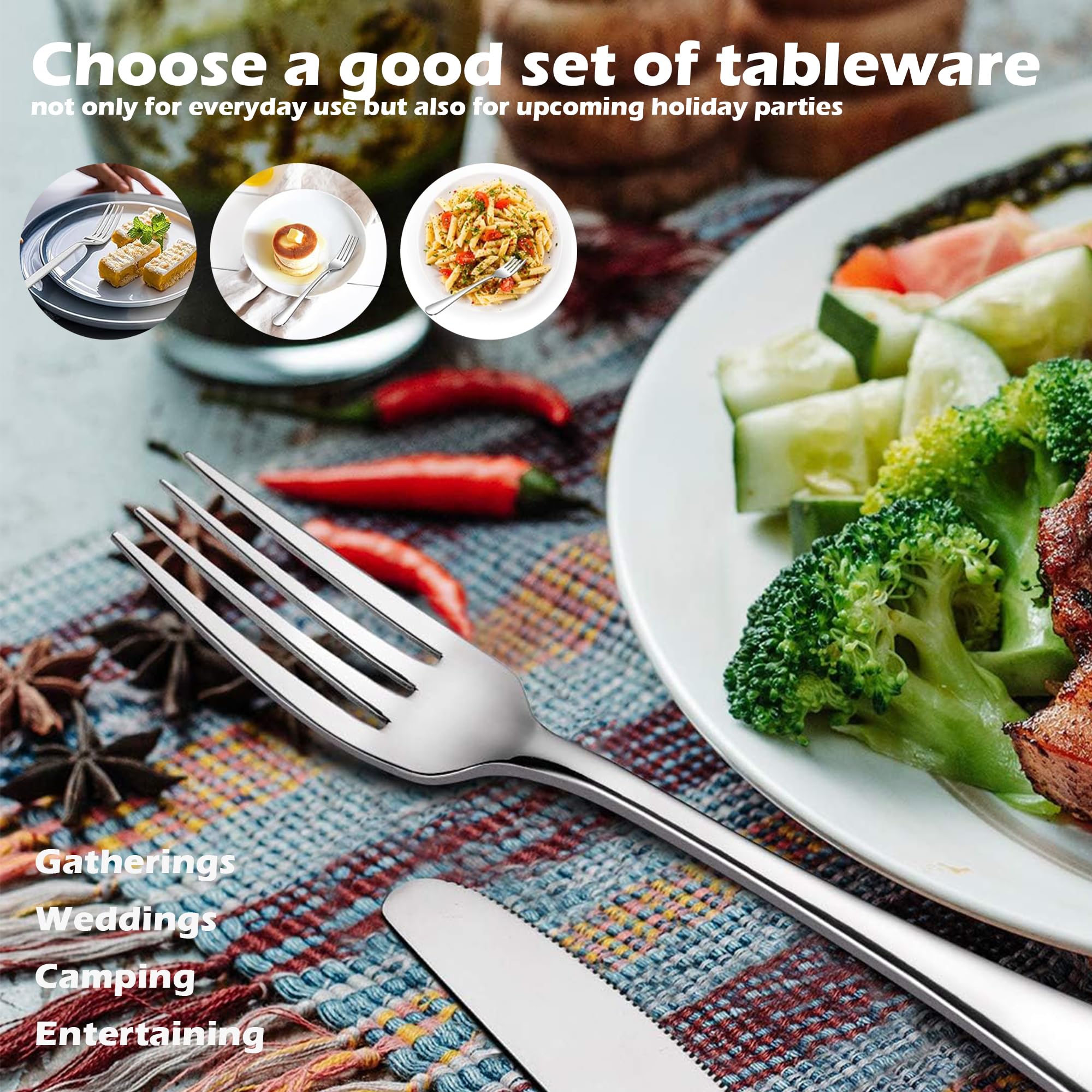 ATB Dinner Forks 8 Inches Stainless Steel Forks Silverware Kitchen Forks Heavy Duty Metal Forks For Home, Kitchen Or Restaurant, Dishwasher Safe (6) — Amazon image 4