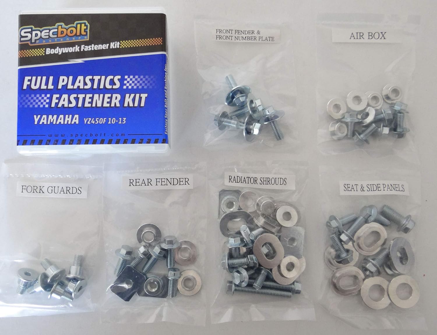 Full Plastics Body Bolt Kit Fits: Yamaha YZ450F 2010 2011 2012 2013 YZF450 YZ 450F #1013 Complete Factory Matching Hardware for Fenders Fork Guard Seat Shrouds Bushings