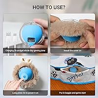 Vista 6 de Interactive Cat Toys for Indoor Cats 2025 New Speedy Ball with Tail Cat Toy Automatic Motion Activated Moving Ball Hide and Seek Game for Indoor