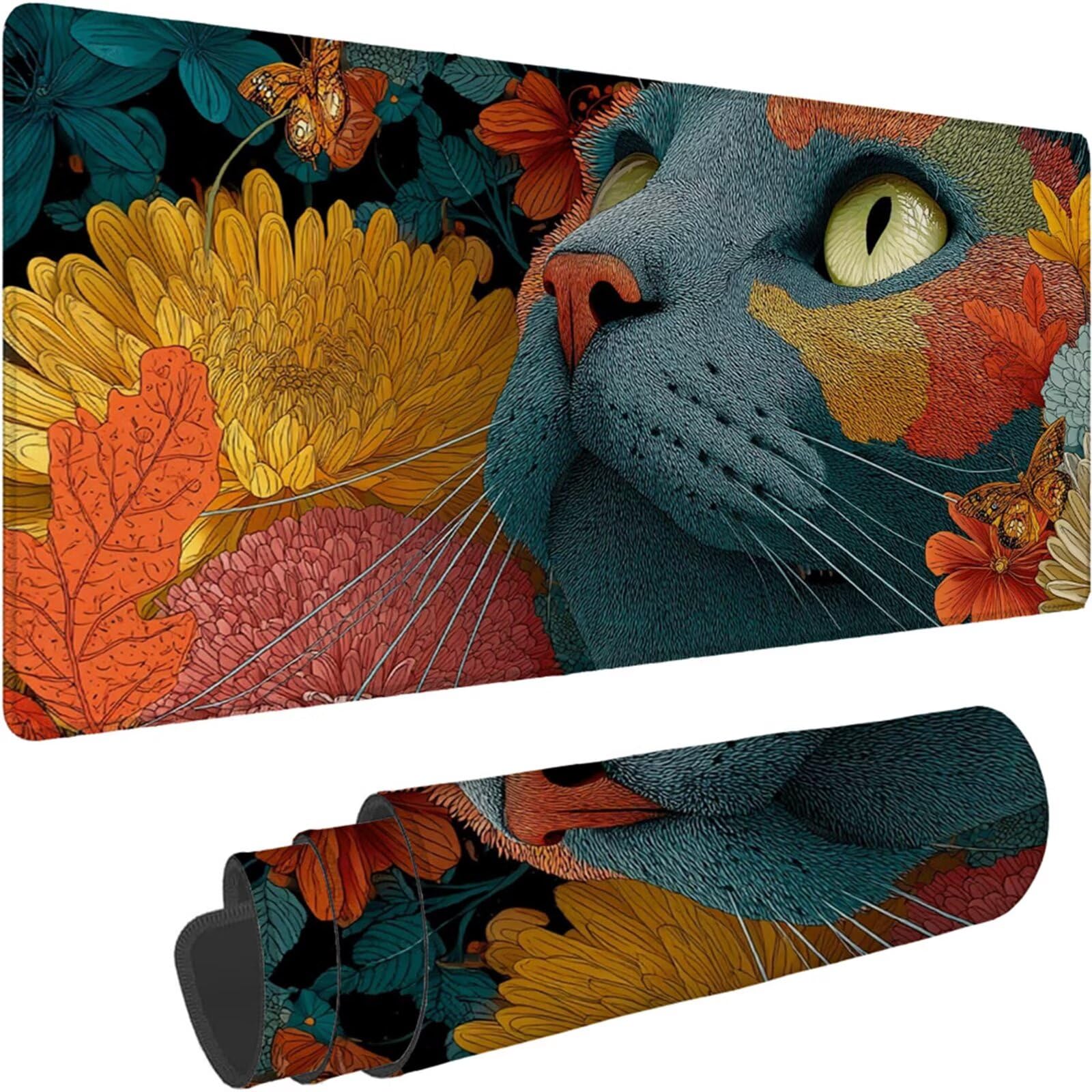 Gamingowa podkładka pod mysz 1200 x 600 x 3 mm, XXL, wodoszczelna, odporna na ścieranie, z przyszytymi krawędziami, kolorowa podkładka na biurko, poprawia prędkość i precyzję, do laptopa, komputera