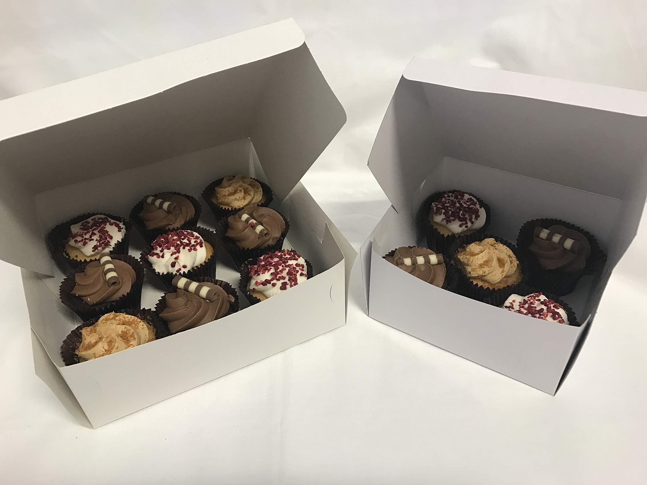Larryroo White Folding Cardboard Cake Box/Cupcake Boxes/Wedding/Birthday - (5, 8" X 8" X 3")