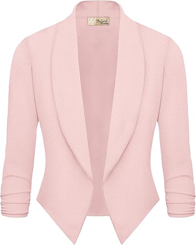 Miniatura 2 de Hybrid & Company Lightweight Open Front Cardigan Classic Ruched Sleeve Work Office Blazer Suit Jackets