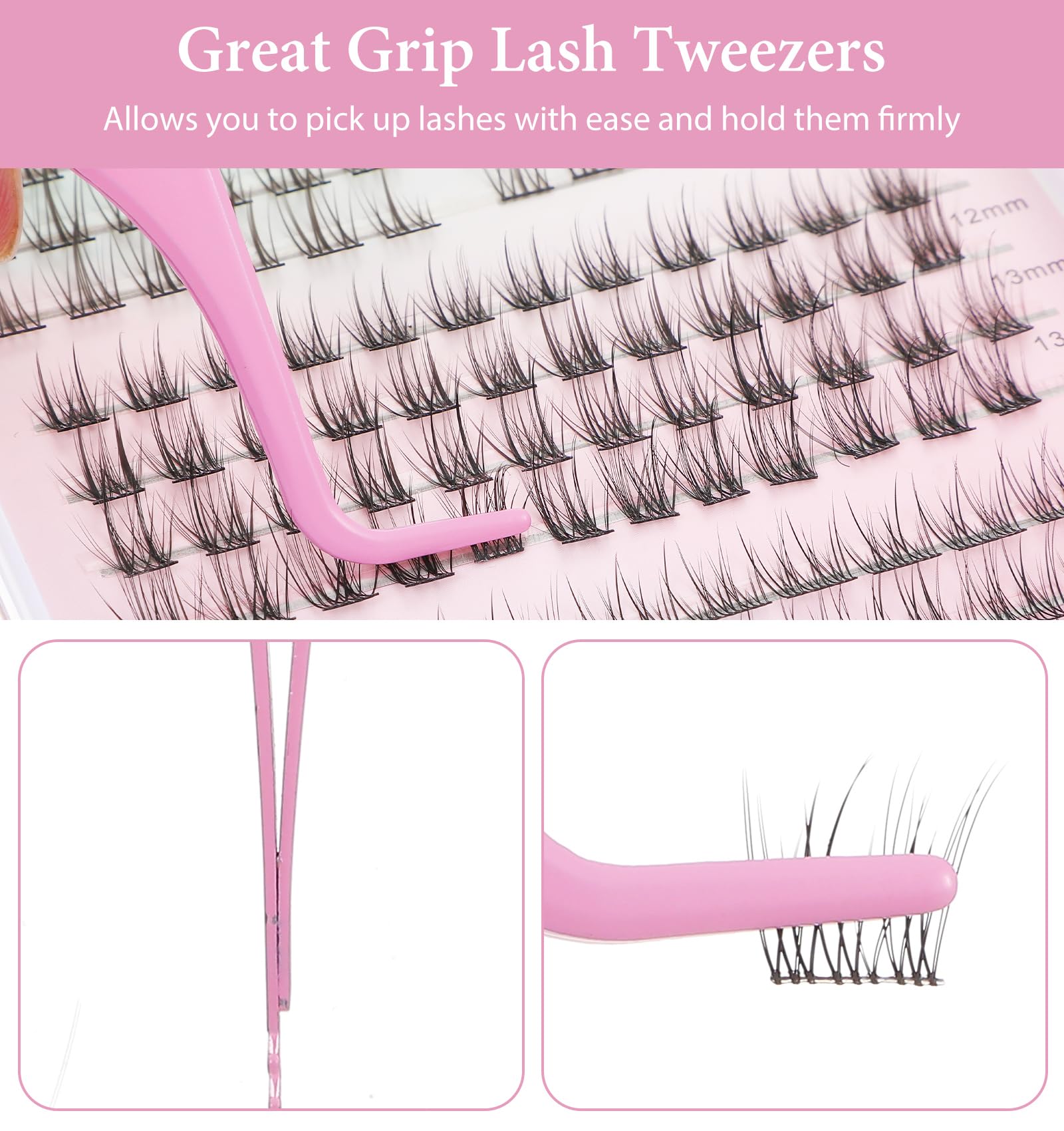 2 Stück Wimpernzange für Lashes, Wimpern Pinzette mit Wimpernkamm und Rutschfestem Griff aus Edelstahl, Präzisionspinzetten für Falsche Wimpern Einzelwimpern und Augenlid-Tapes