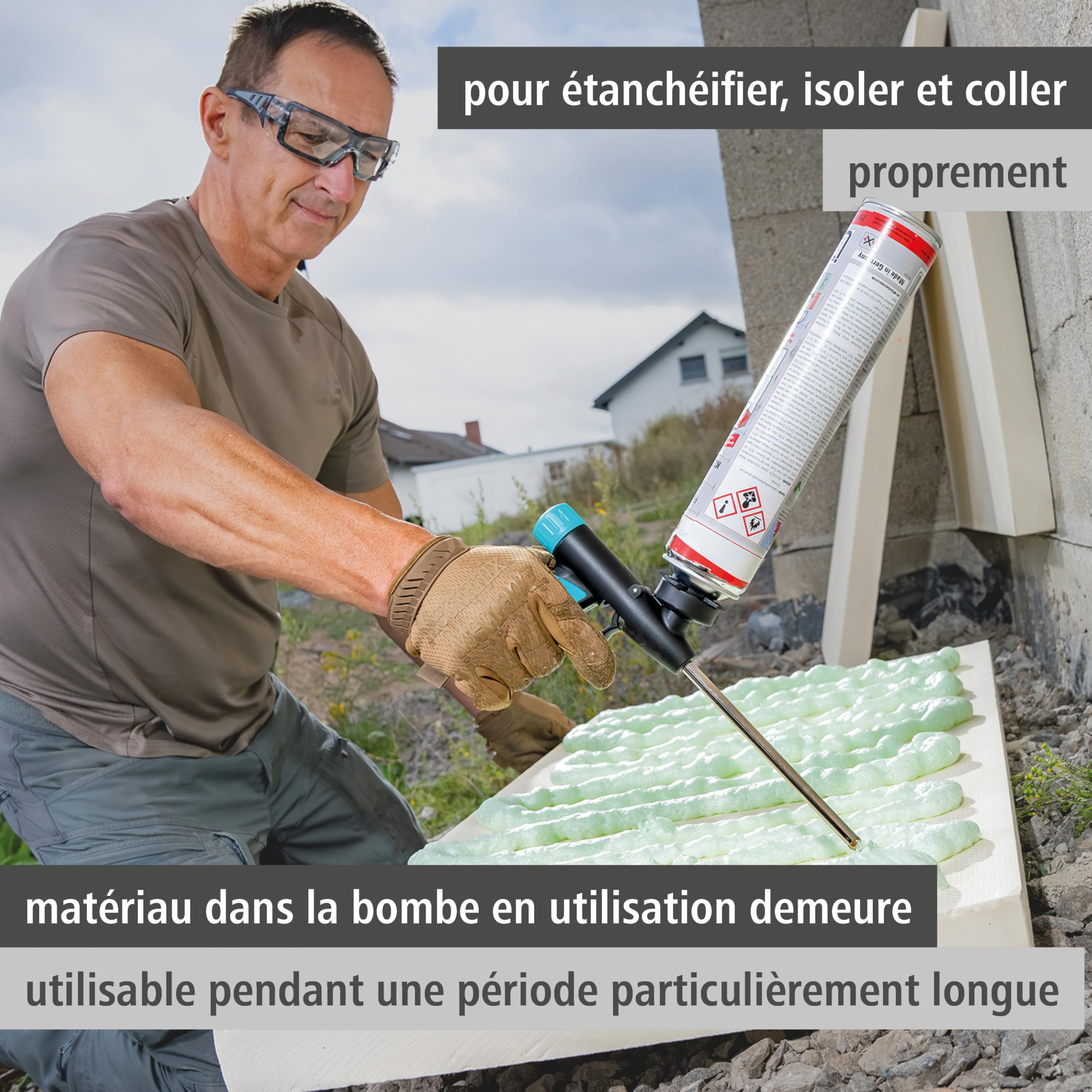 wolfcraft 4342000 - Pistolet pour mousse expansive - Pour étanchéifier, isoler et coller proprement