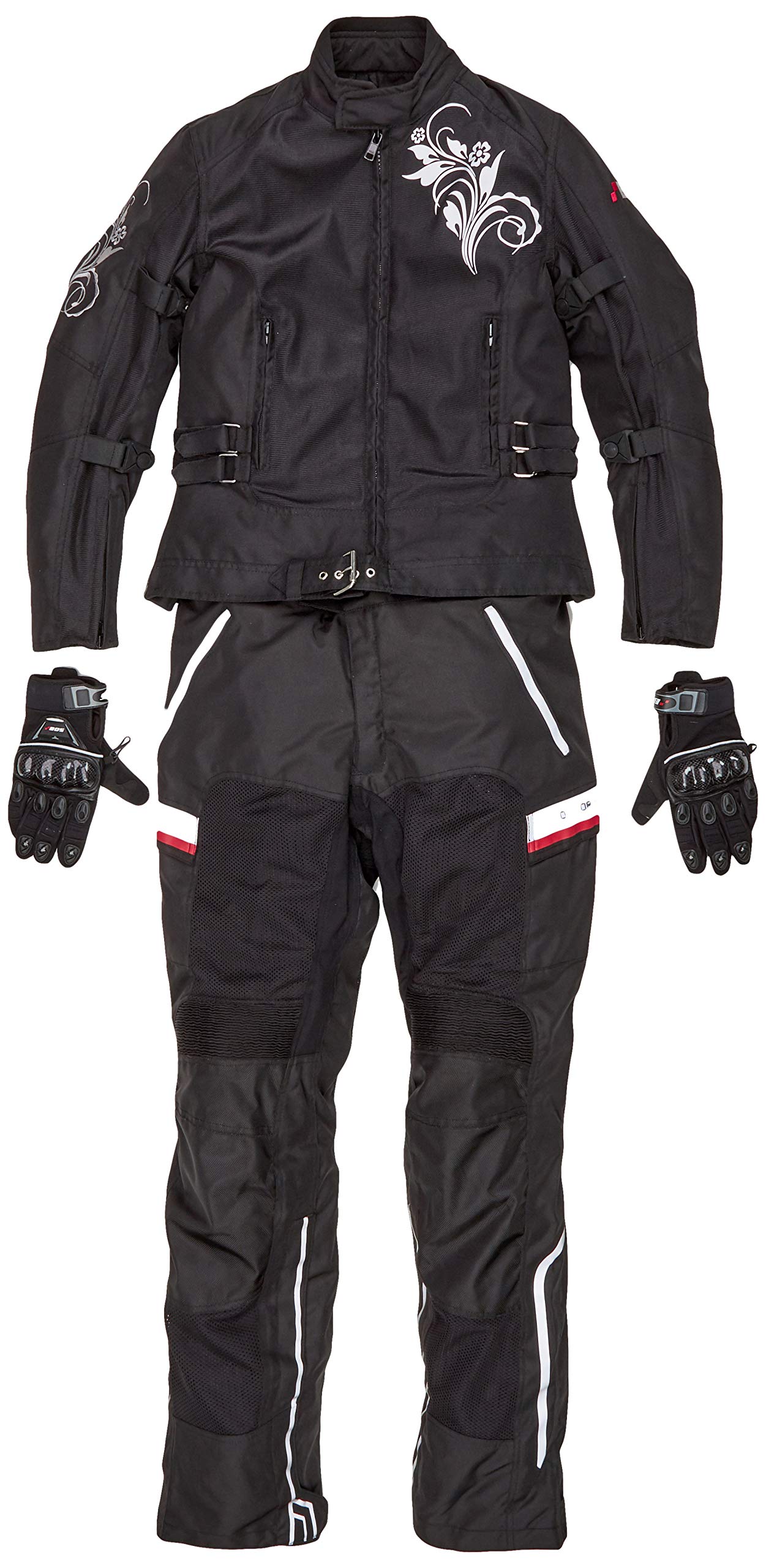 Wasserdichtes Motorrad Kombi (Jacke + Hose) Motorradbekleidung für Sommer, Cordura, CE Protektoren