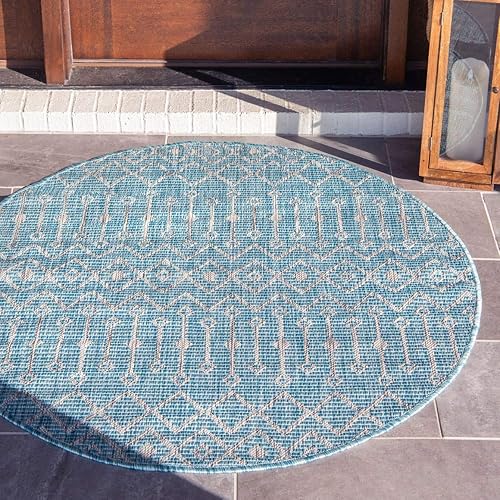 Vista 573 de Unique Loom Alfombra Colección enrejado Marroquí Celosía Transicional Interior y Exterior, Polipropileno Gris carbón/natural