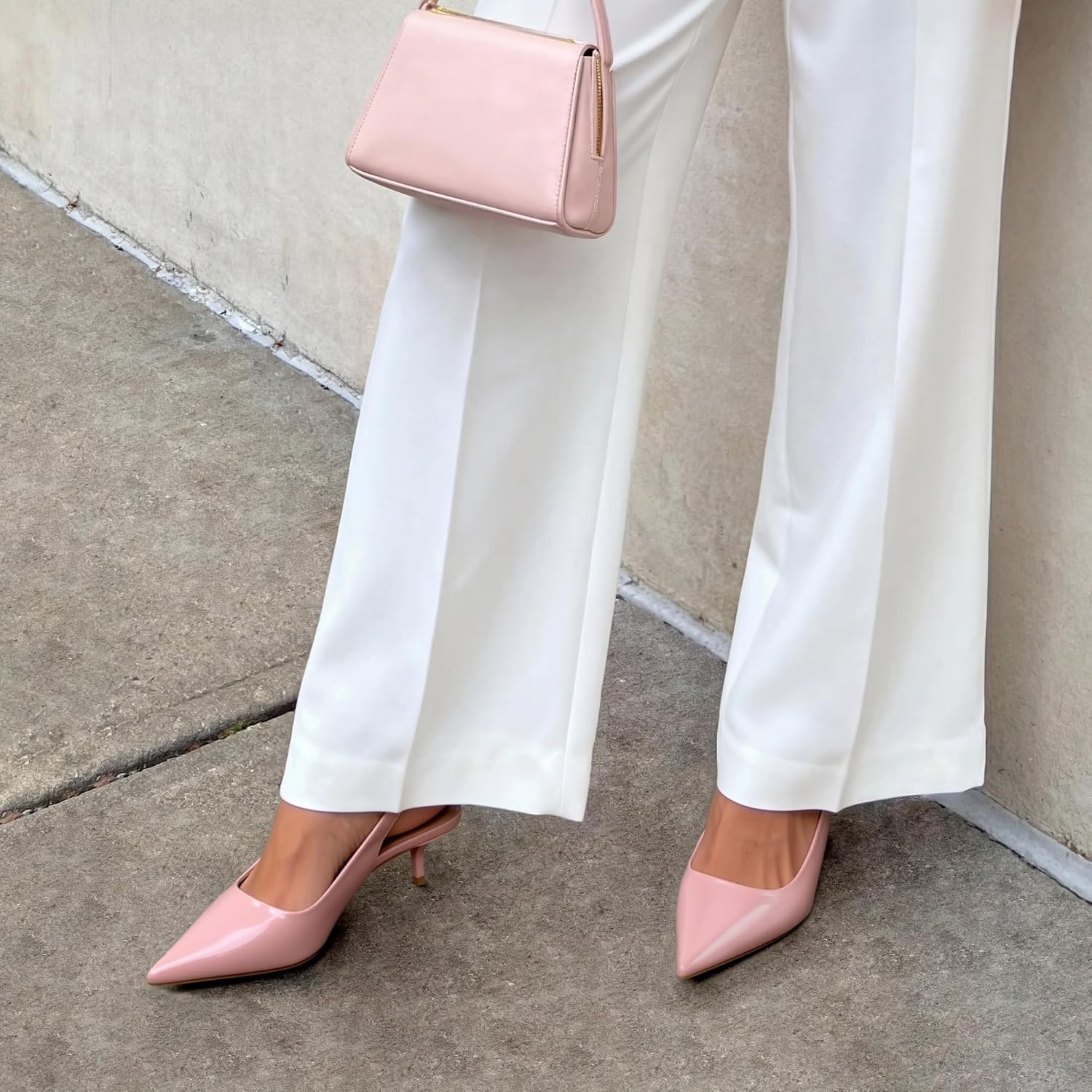 DREAM PAIRS Women's Kitten Heels Slingback Low Closed Toe Comfortable Pumps Pointed Toe Wedding Party Elegant Dress Shoes - Image 3