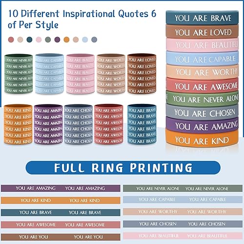 Miniatura 3 de Sratte 120 pulseras motivacionales, regalos inspiradores, llaveros inspiradores, regalo de agradecimiento para la semana de CNA, profesores,