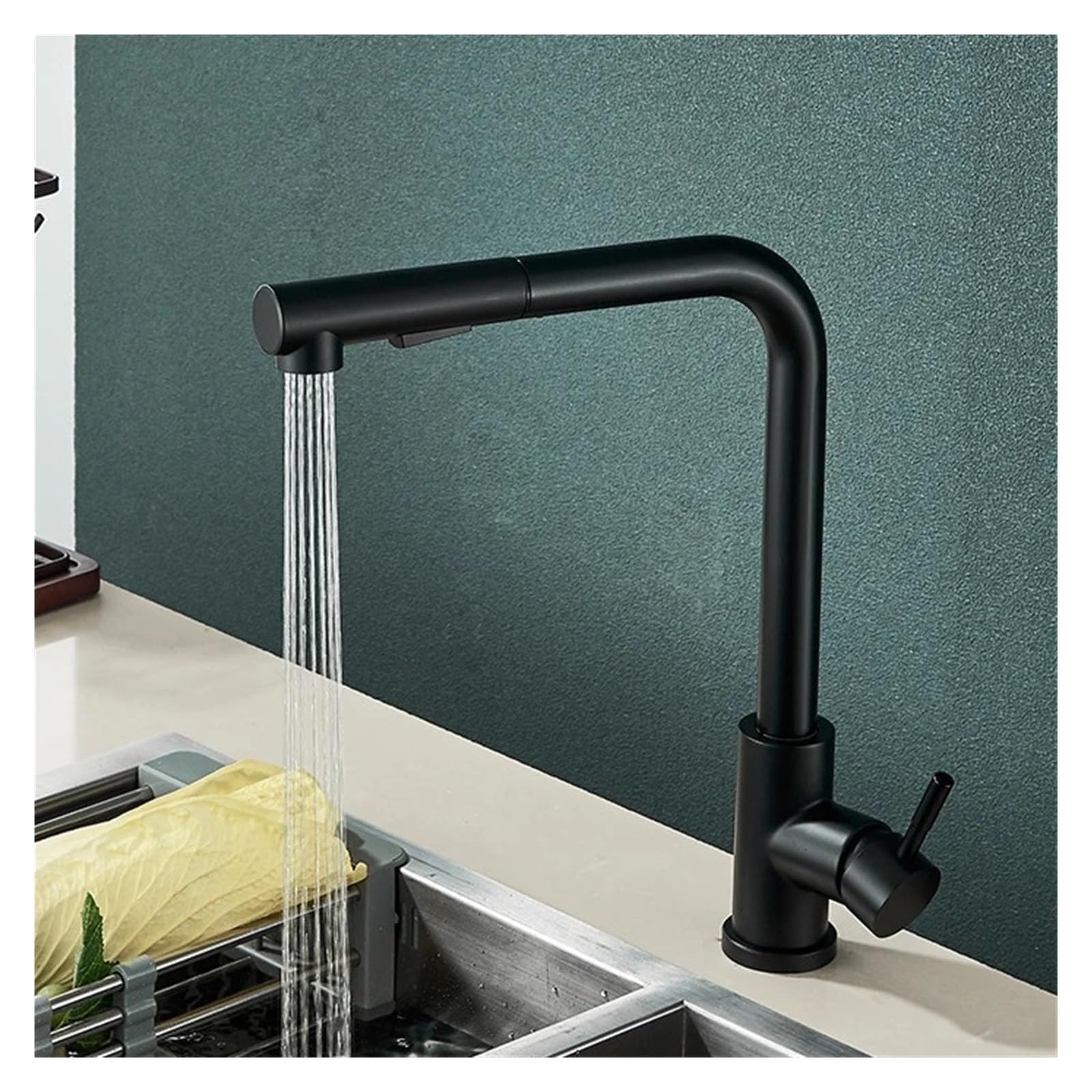 Robinet mitigeur évier de cuisine avec bec d'eau rotatif 360° chaud froid en acier inoxydable