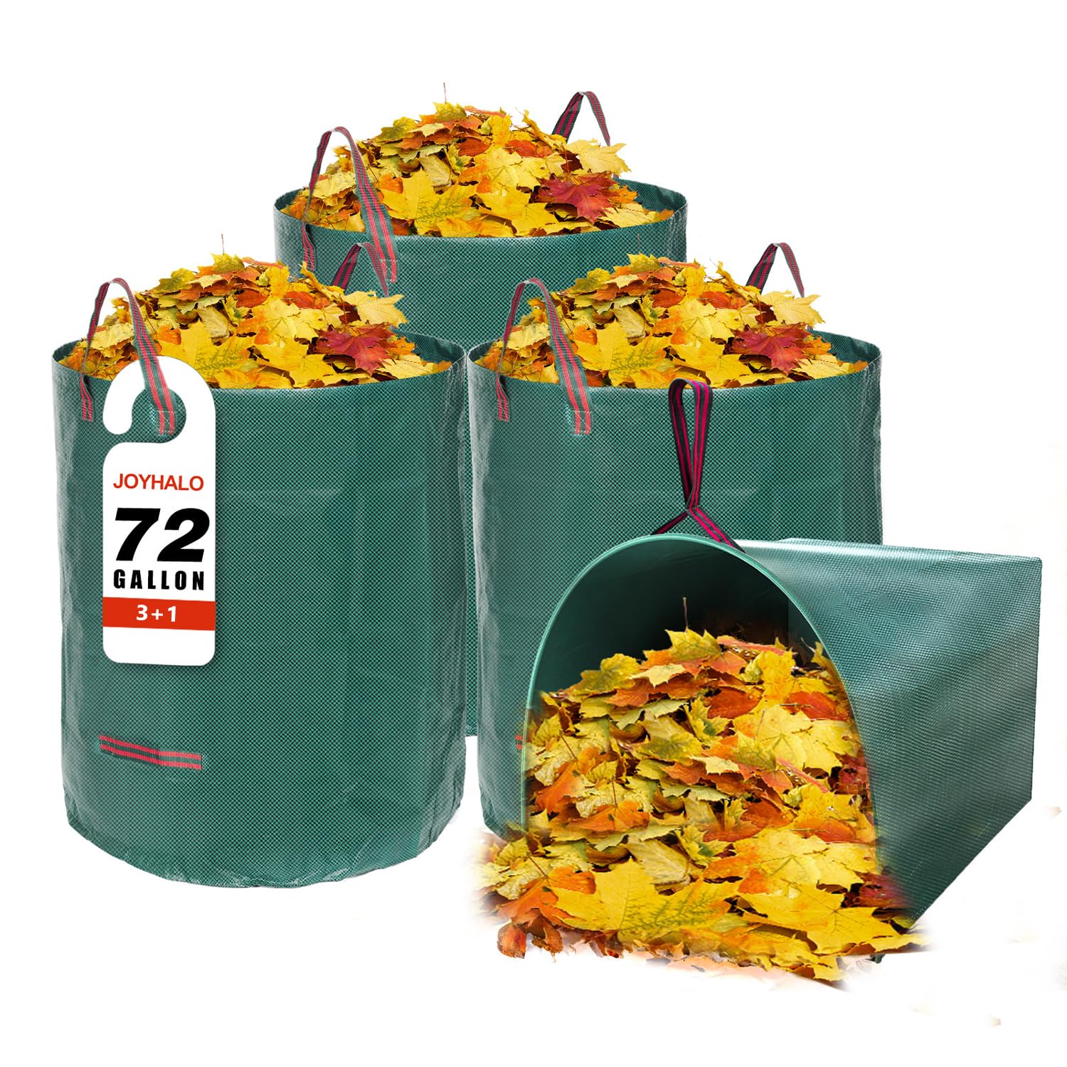 3 Pack 72 Gallon Leaf Bags Reusable with Dustpan Bag