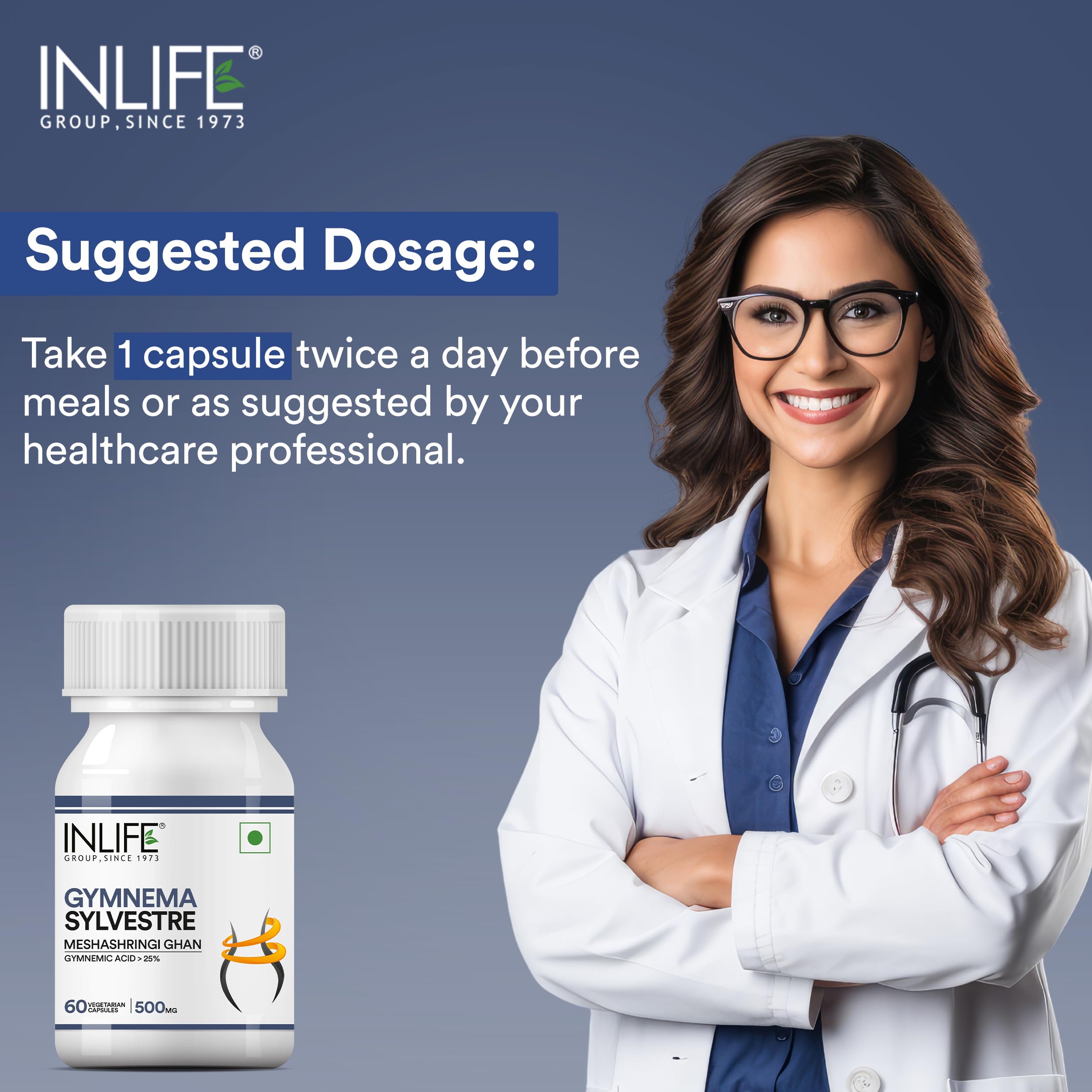 INLIFE Gymnema Sylvestre Capsules 500mg | Ayurvedic Herbal Supplement for Blood Sugar Wellbeing - 60 Vegetarian Capsules (Pack of 1, 60) - Image 3 thumbnail