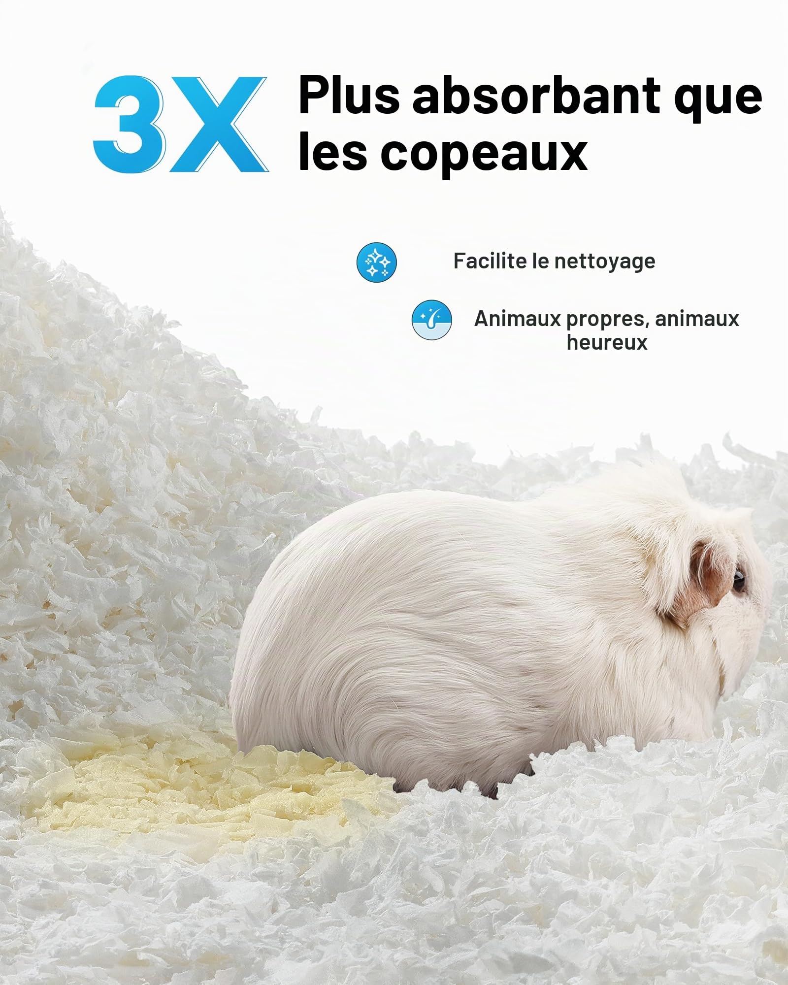 BUCATSTATE Litières pour Hamsters 70L, Super Absorbante & 99,9% sans Petit Animal Papier Poussière pour Souris, Rats, Rongeurs, Cochon d'Inde, Chinchilla