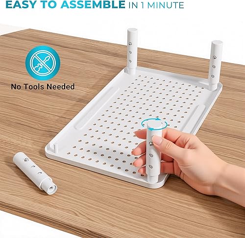 Miniatura 10 de BONTEC Paquete de 2 soportes elevadores de monitor de 3 alturas ajustables con soporte para bolígrafo, soporte ergonómico de metal para computadora