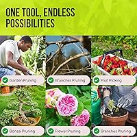 Vista 7 de Paquete de 2 tijeras de jardinería de acero inoxidable, tijeras de podar y cortadoras para jardinería