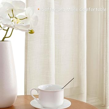 CUCRAF Voile Curtains 84 Inch Drop 2 Panels with Eyelet Linen Net Curtains for Windows Sheer Curtains for Bedroom Kitchen Dormitory Home Decoration