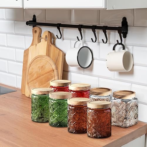 Miniatura 7 de Tarro de vidrio con tapa, tarros de almacenamiento de vidrio vintage con tapa hermética, recipiente de café para azúcar para encimera de cocina,