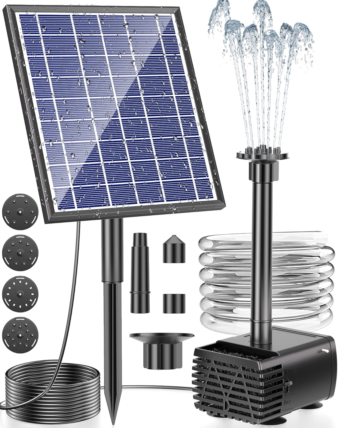 NFESOLAR Solar Water Pump, 5.5W Solar Water Fountain Pump with 1500mAh Battery