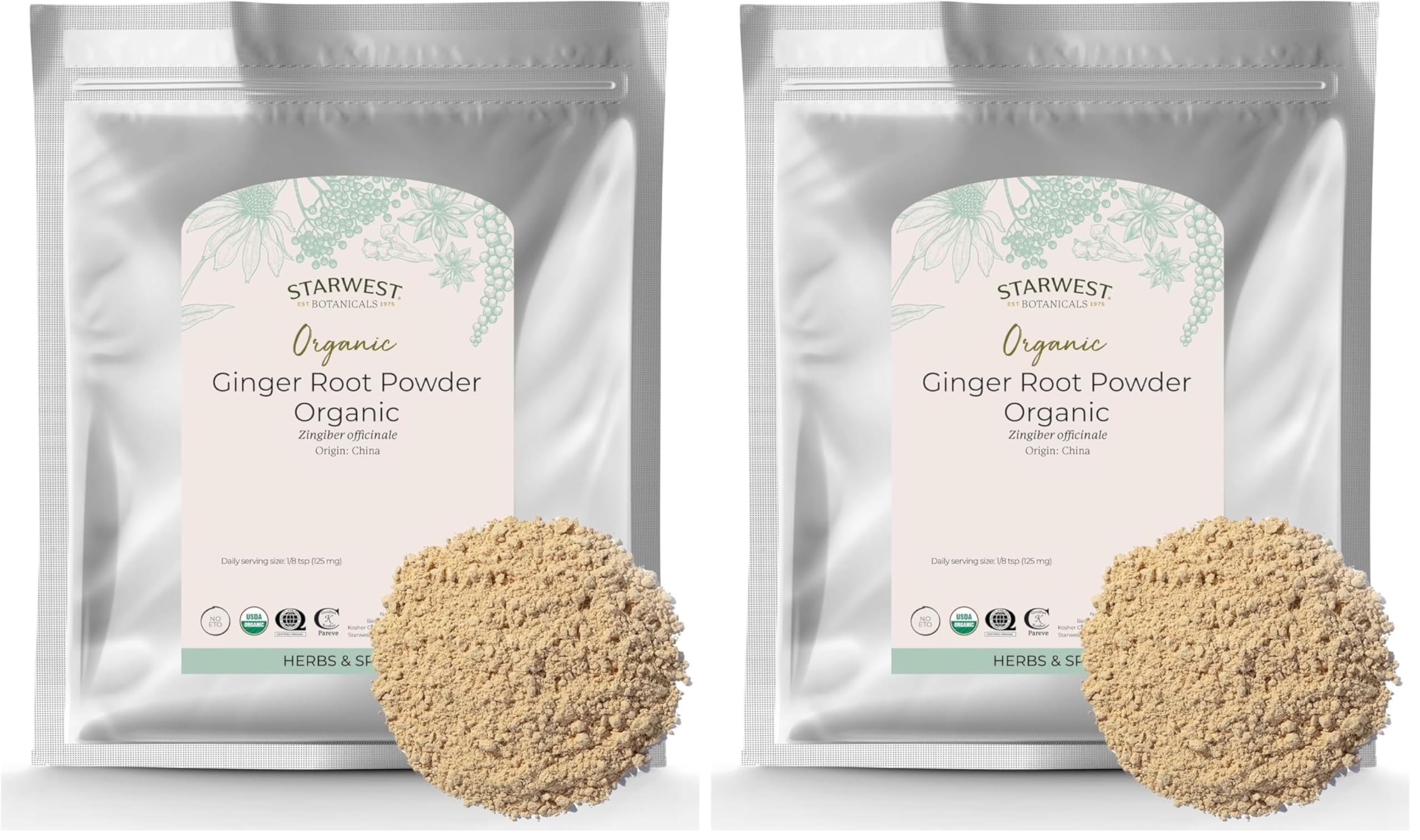 Starwest Botanicals Organic Ginger Root Powder - Ground Ginger Herb for Tea, Baking, & Cooking, Natural Herbal Spice, Supports Digestion, Certified Kosher, Non-GMO - Bulk 2 lb Bag (Pack of 2) Powder 32 Ounce (Pack of 2)